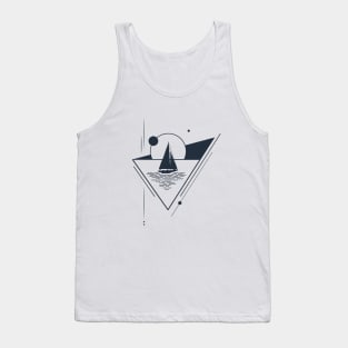 Sailboat In Triangle. Geometric Style Tank Top